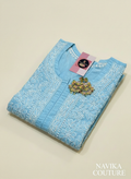 Pure Cotton Lucknowi Chikankari Kurti – Blue, Size L