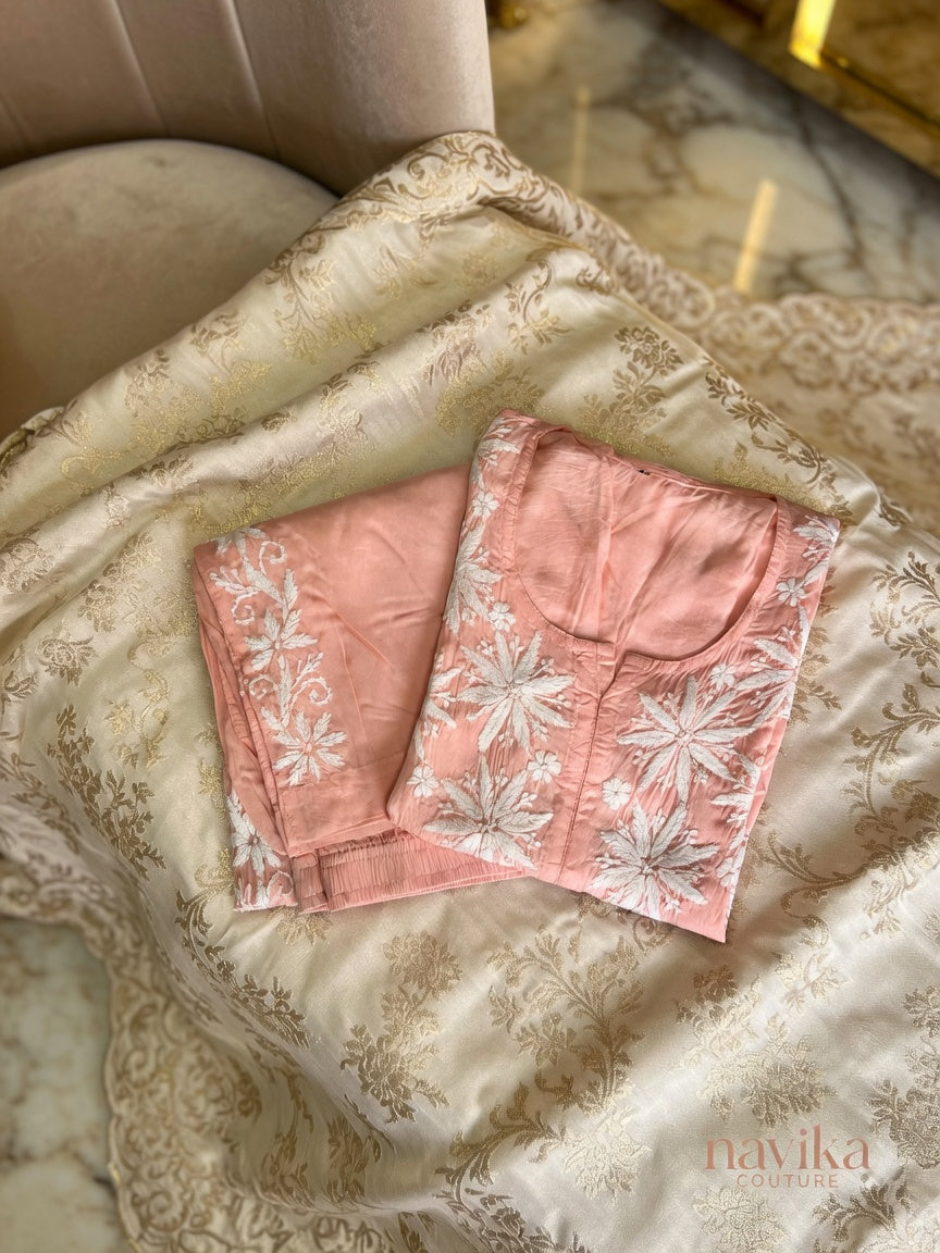 Chikankari Embroidered Modal Cotton Co-ord Set