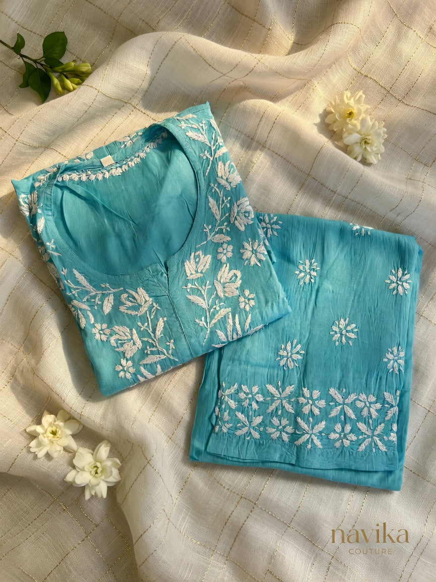 Chikankari Embroidered Modal Cotton Co-ord Set