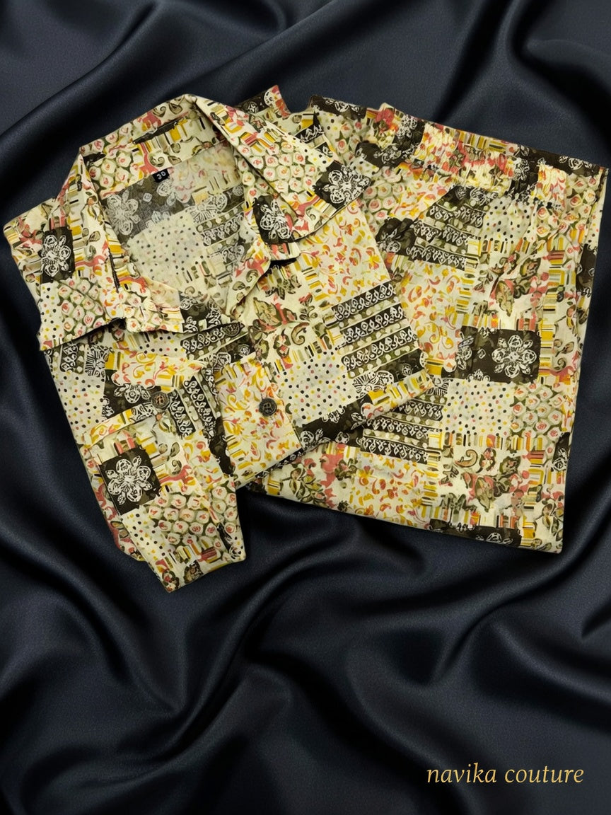 Floral printed cotton Co-ord set