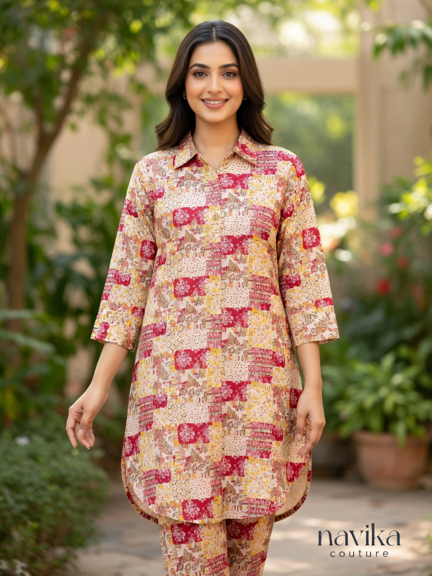 Floral printed cotton Co-ord set