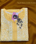 Pure Cotton Lucknowi Chikankari Kurti – Yellow