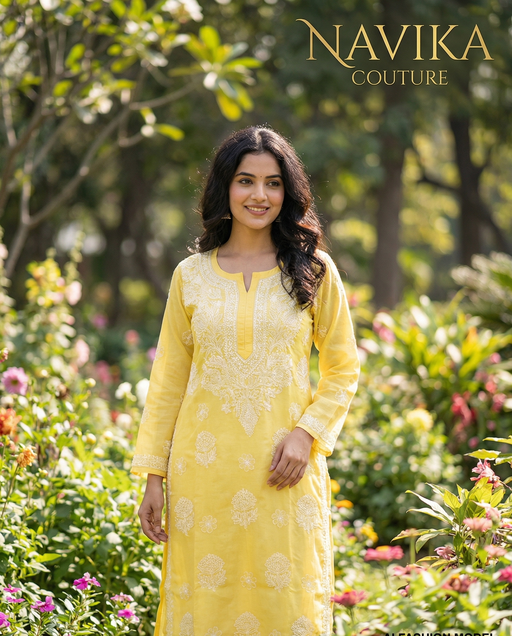 Pure Cotton Lucknowi Chikankari Kurti – Yellow