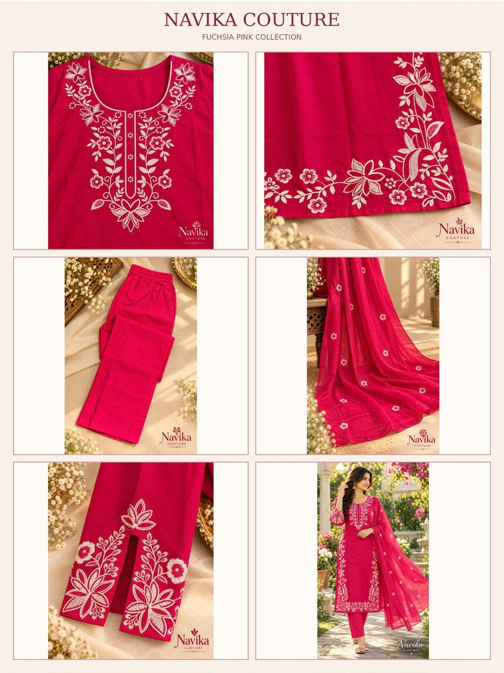 Fuchsia Pink Cotton Suit Set