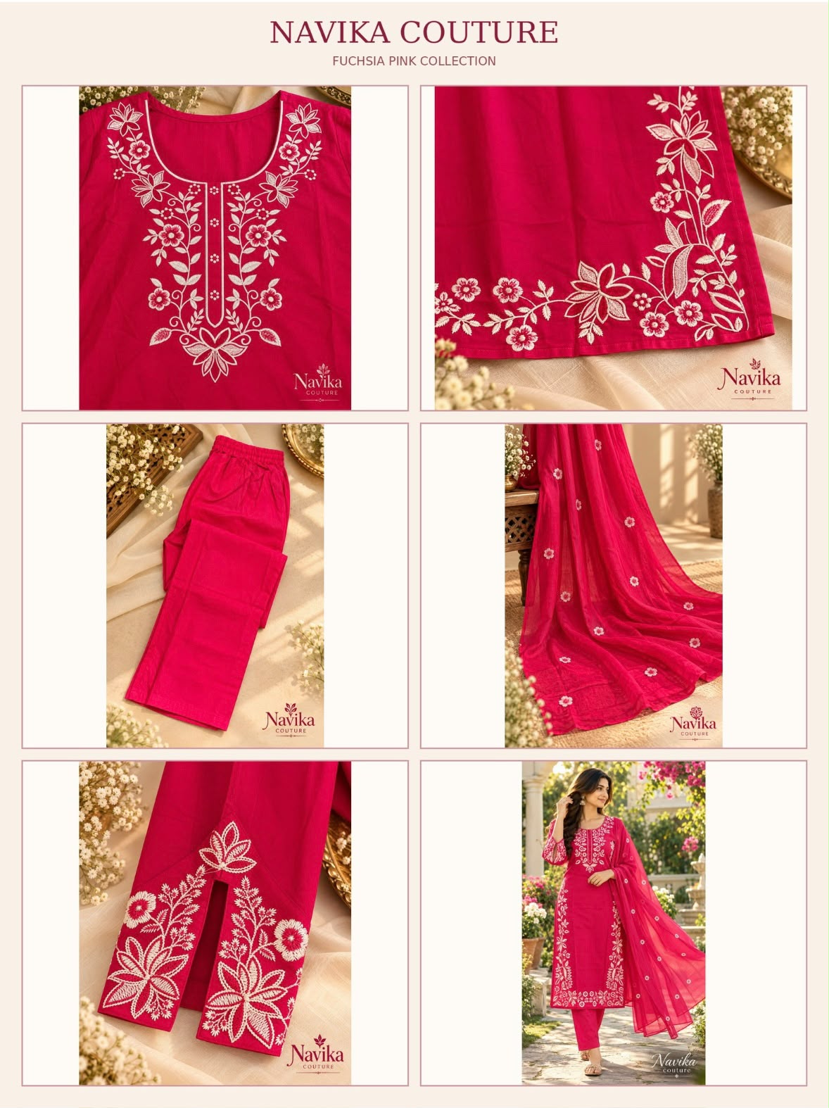 Fuchsia Pink Cotton Suit Set