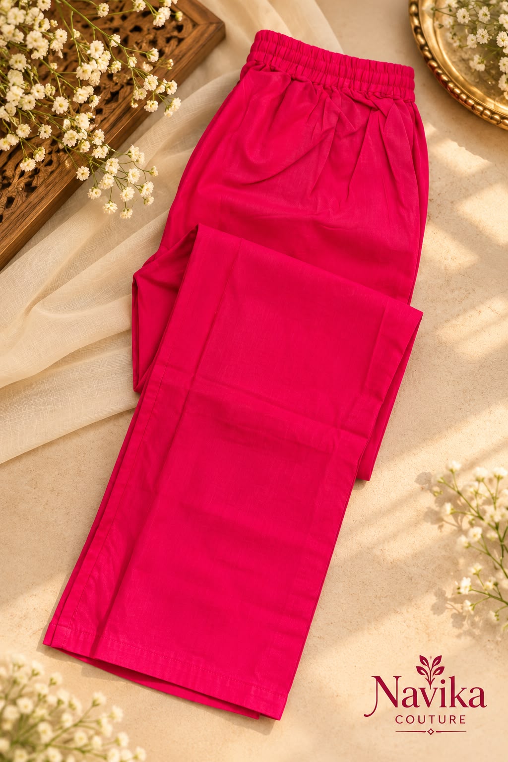 Fuchsia Pink Cotton Suit Set