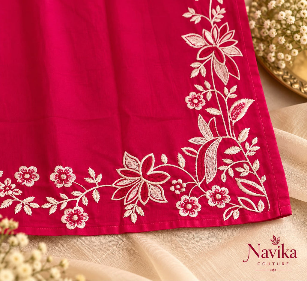 Fuchsia Pink Cotton Suit Set