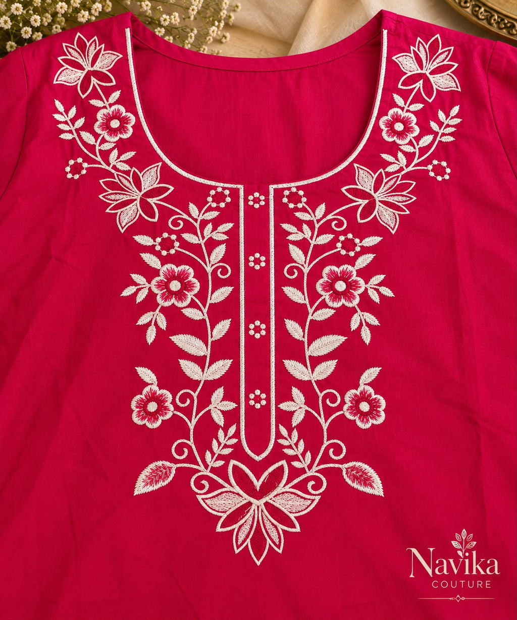 Fuchsia Pink Cotton Suit Set