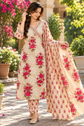 Beige floral cotton Suit Set