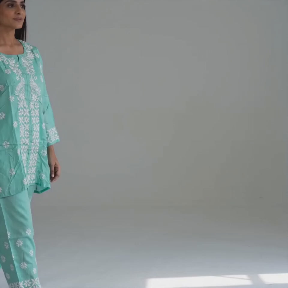 Chikankari Embroidered Modal Cotton Co-ord Set