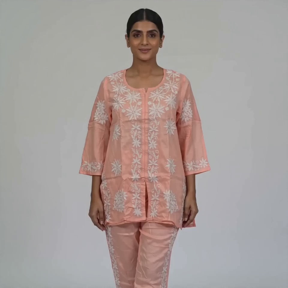 Chikankari Embroidered Modal Cotton Co-ord Set