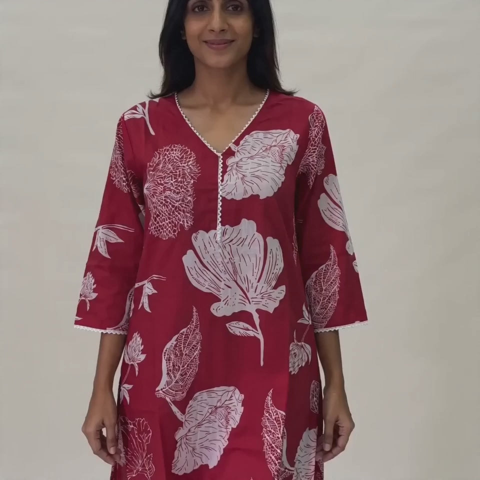 Magenta floral cotton Co-ord